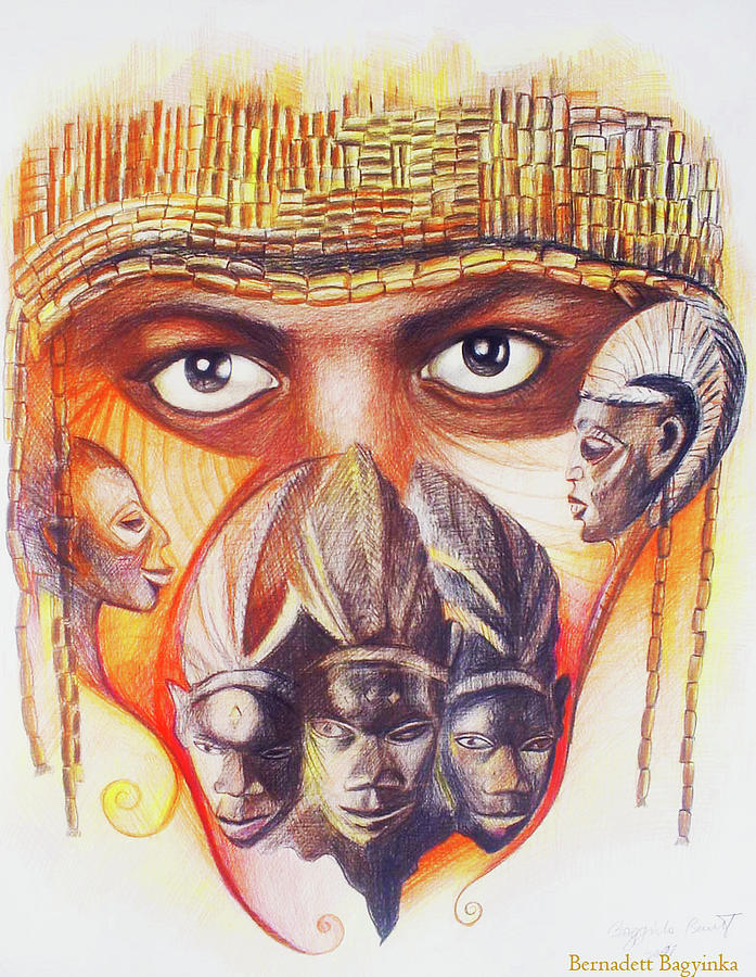 Face of Yoruba Drawing by Bernadett Bagyinka