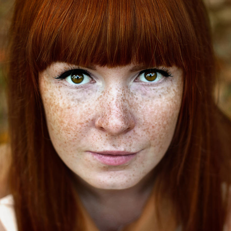 Face shot of beautiful red woman with freckles Photograph by Nina Sinitskaya