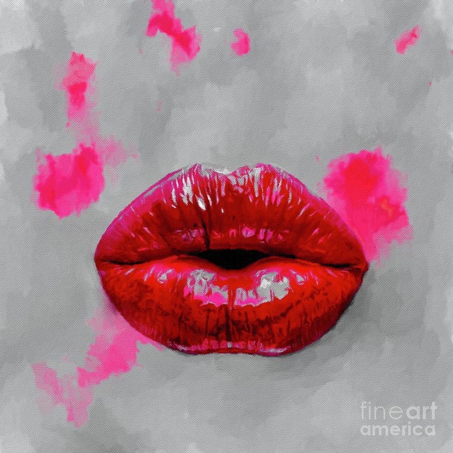 Valentines Day Mixed Media - Facemask Lips 3 by Lauries Intuitive