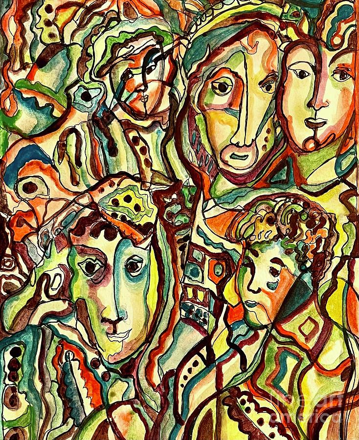 Colorful faces 2 Mixed Media by Carolyn Alston Thomas - Fine Art America