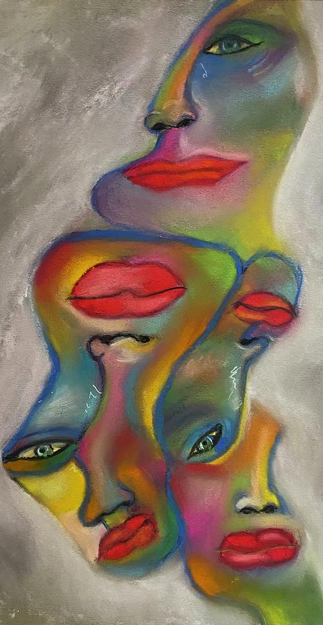 Abstract Faces I Pastel by Crystal Stagg