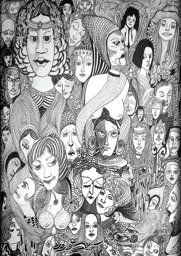 Faces Doodles Collection Illustration Drawing by Philip Clarke - Fine ...