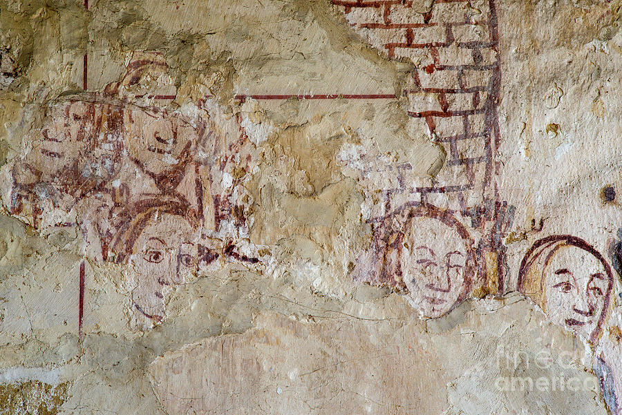 Faces From Medieval England Wall Painting In Ampney St Mary Church Gloucestershire Cotswolds Uk Photograph By Terence Kerr