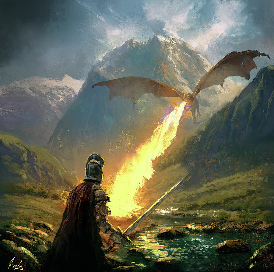 Dragon Painting - Facing Fears by Joseph Feely