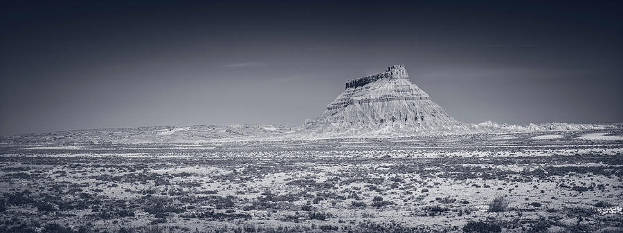 Factory butte, Capitol Reef., BW Photograph by Jean-Luc Farges
