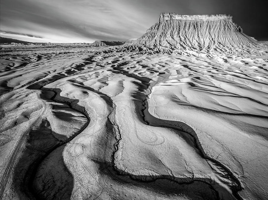 Factory Butte Utah Badlands BW Photograph by Susan Candelario