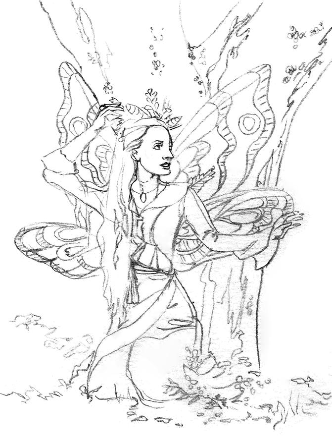 Fairy Drawing #3, Pencil and Ink | taniajessicasmith