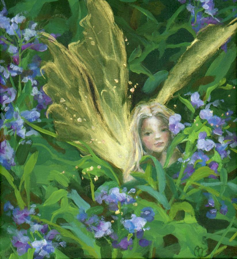 Fairy Painting - Faerie in Alyssum  by PJ Jensen