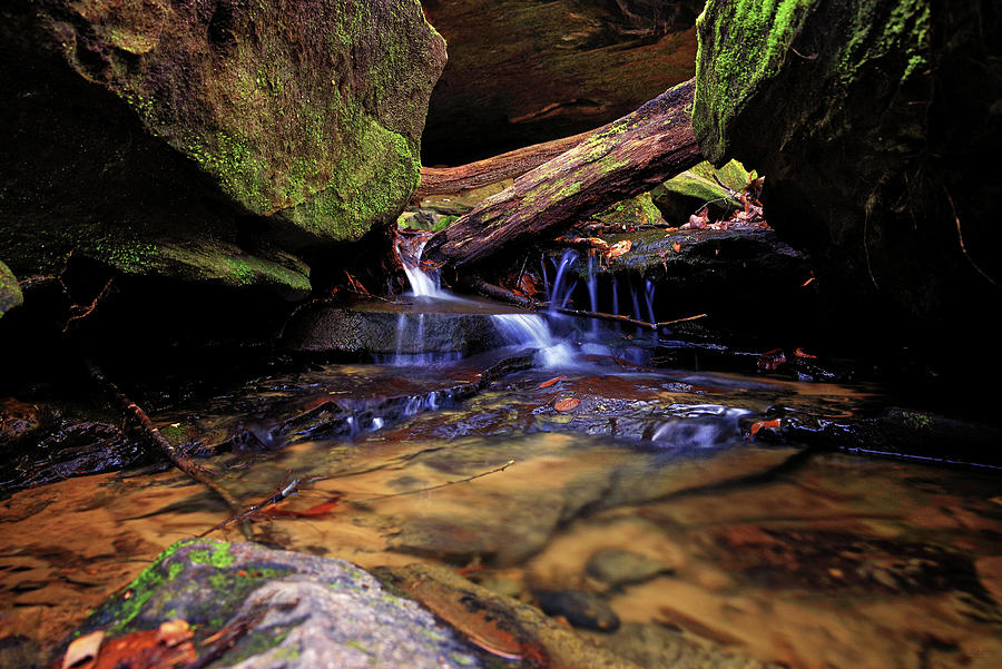 Faery Falls - small secret waterfall at Cumberland Falls State Park Kentucky Photograph by Peter Herman