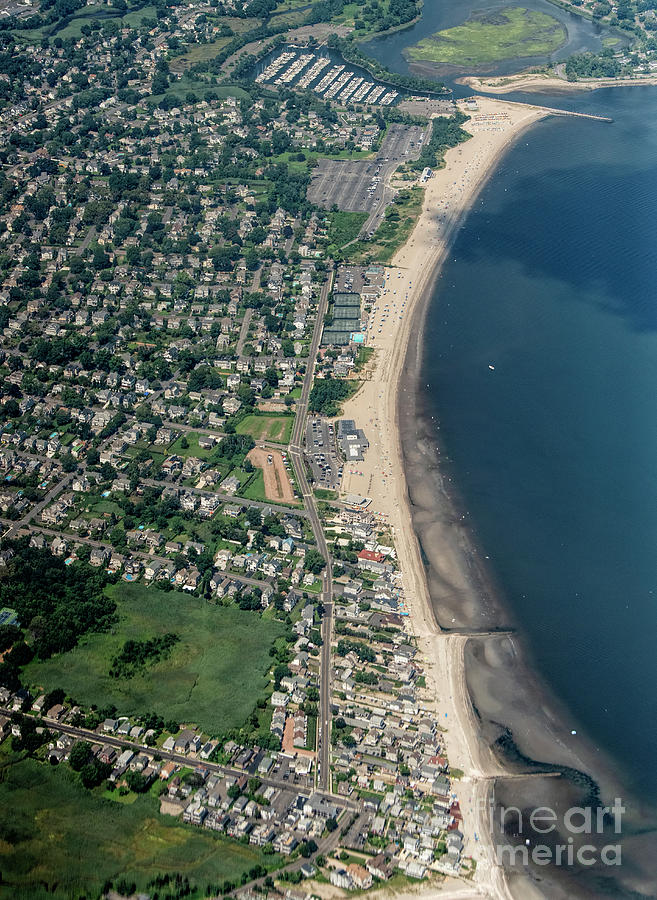 Fairfield Connecticut Beaches Aerial Photograph by David Oppenheimer