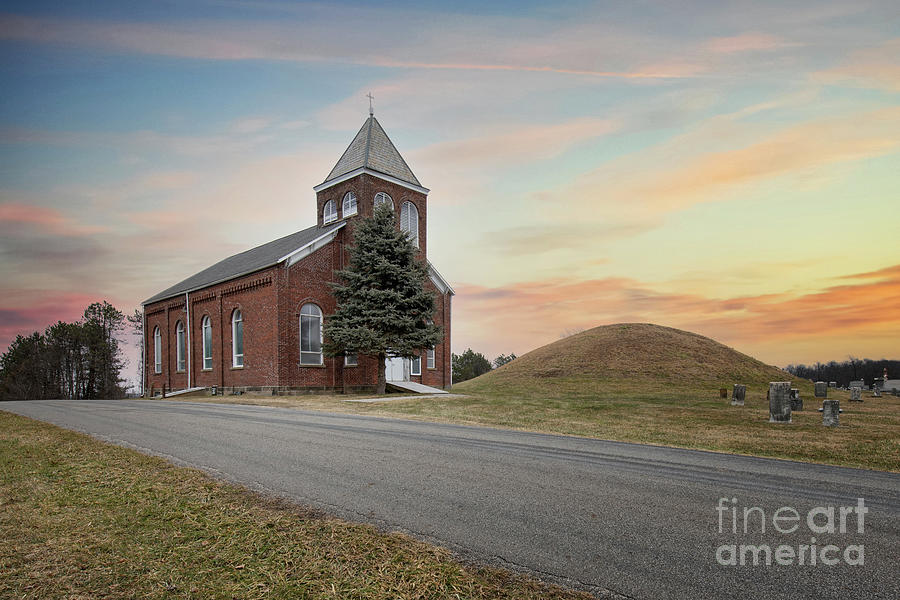 Fairmount Church And Indian Mound Photograph