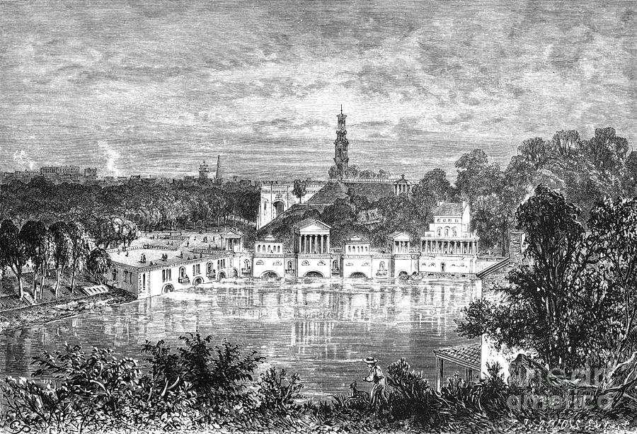 Fairmount Water Works, 1874 Drawing by Granville Perkins