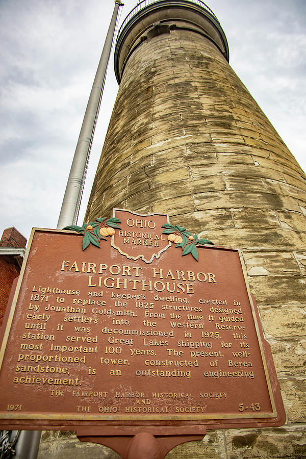 Fairport Harbor Lighthouse Historical Marker Sign Photograph by Karen Foley