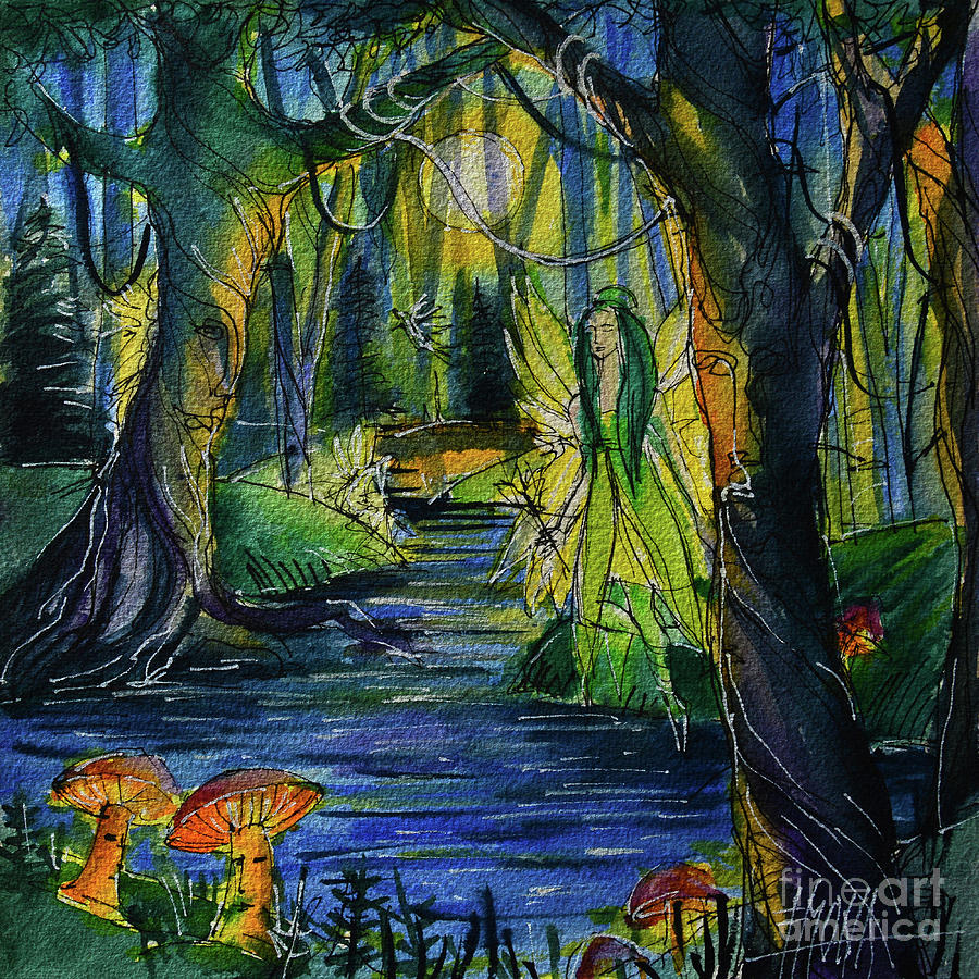 FAIRY FOREST watercolor painting Mona Edulesco Painting by Mona Edulesco -  Fine Art America