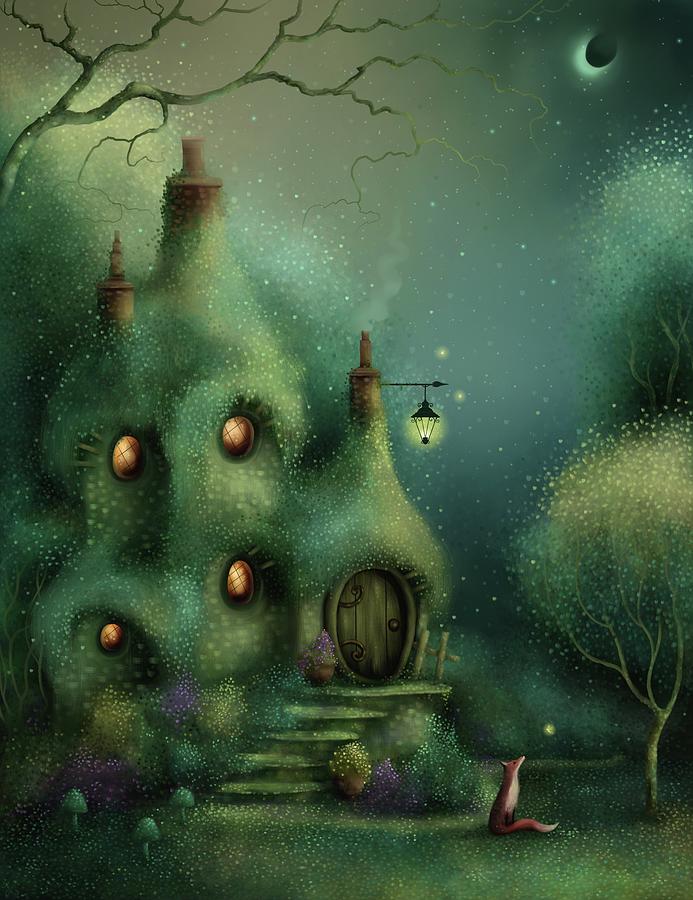 Fairy Fox Cottage Painting by Joe Gilronan