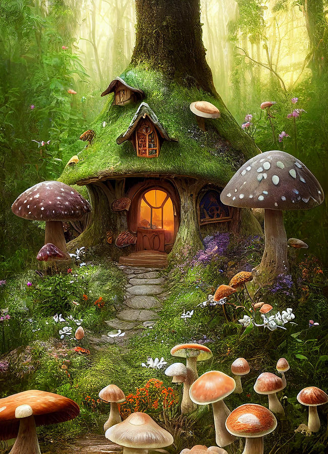 Fairy House In Enchanted Woods Mixed Media