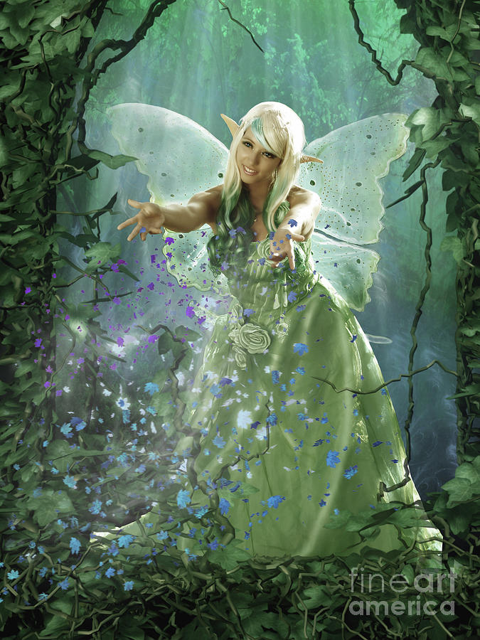 Fairy in green Digital Art by Babette Van den Berg - Fine Art America