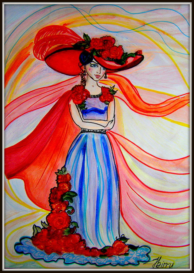 Fairy in Red Hat Painting by Nadia Birru