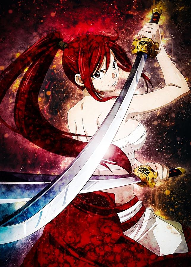 Fairy Tail Erza Scarlet Poster Digital Art by Jeffery Hampton