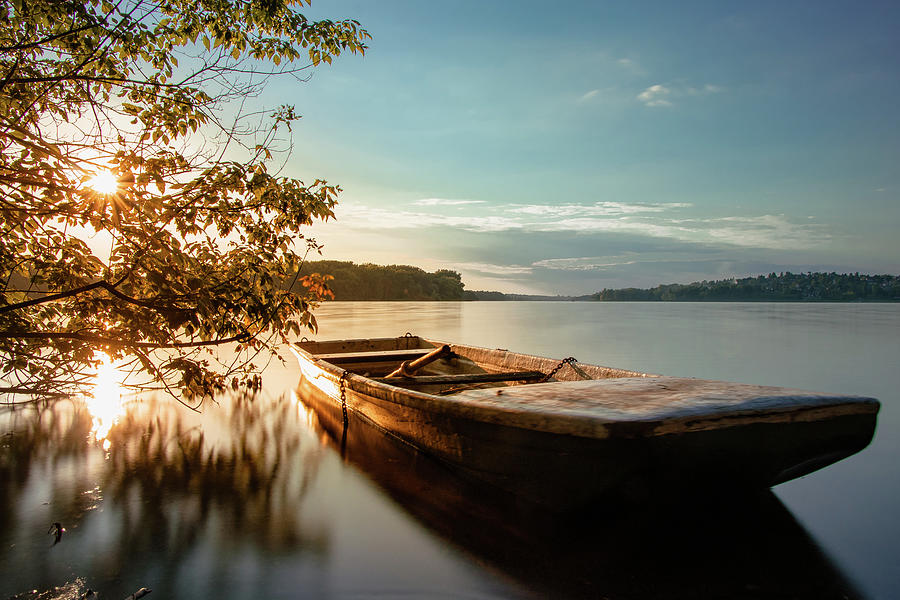 Fairy-tale boat moored on the shore Photograph by Vaclav Sonnek