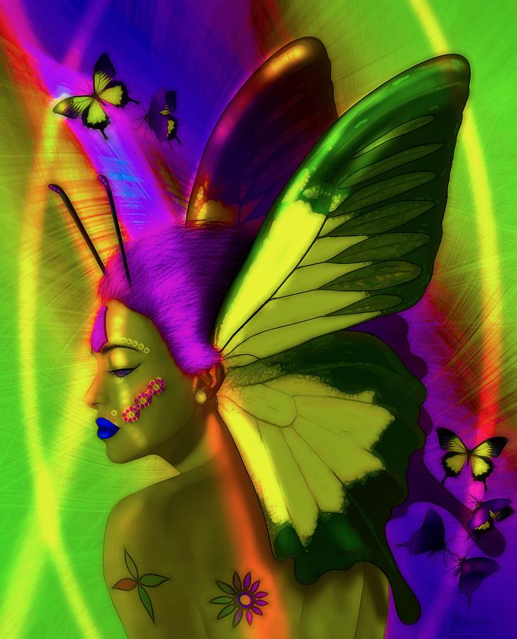 Fairytale Female Swallowtail Butterfly Woman Drawing by Joan Stratton
