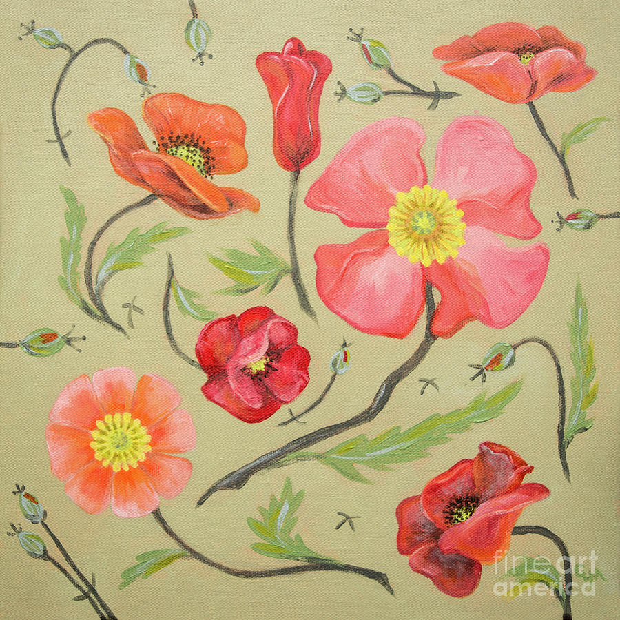 Fairytale Poppies Painting by Cheryl McClure
