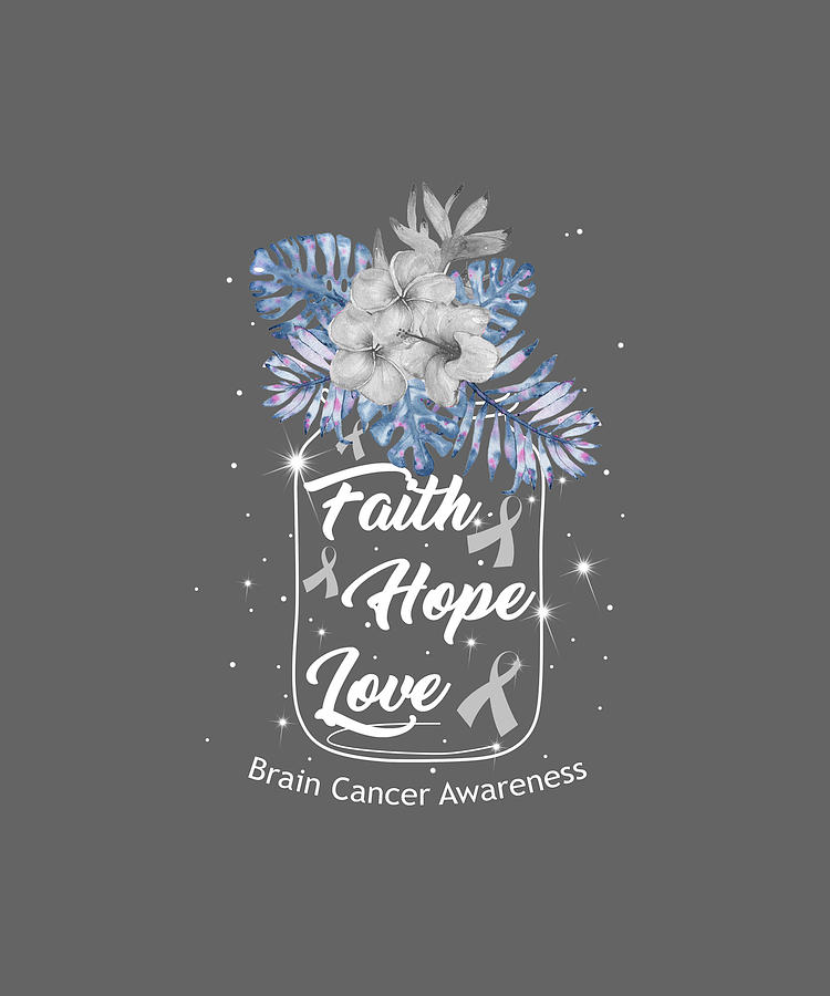 Faith Hope Love Brain Cancer Awareness Flower Grey Gifts Langarmshirt