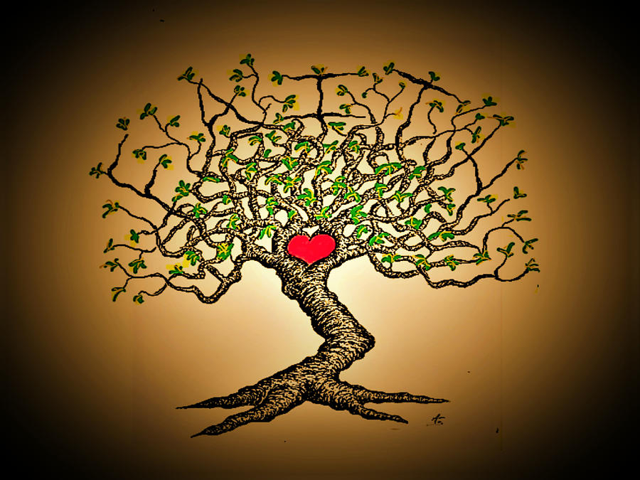 Faith Love Tree Drawing by Aaron Bombalicki
