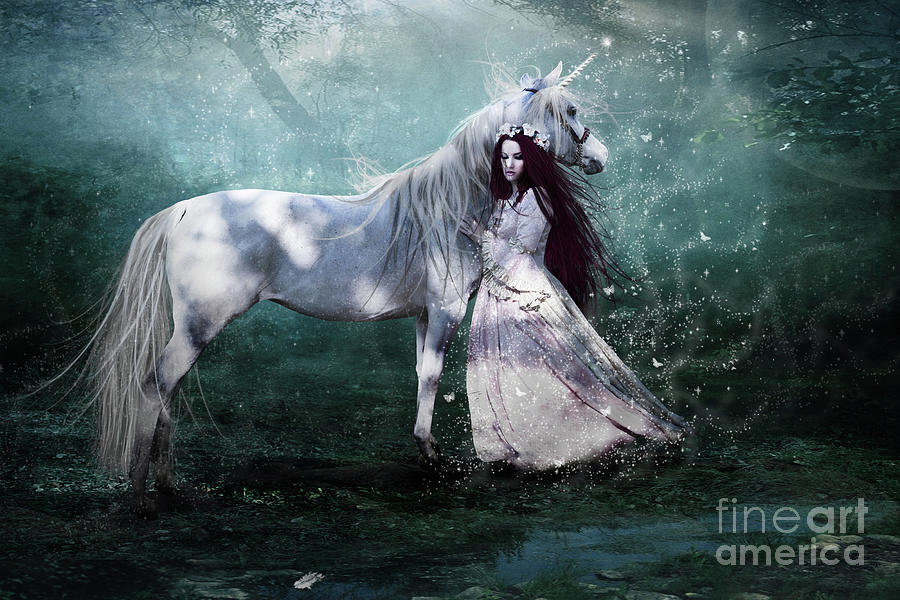 Unicorn Digital Art - Faith of the Unicorn by Babette Van den Berg