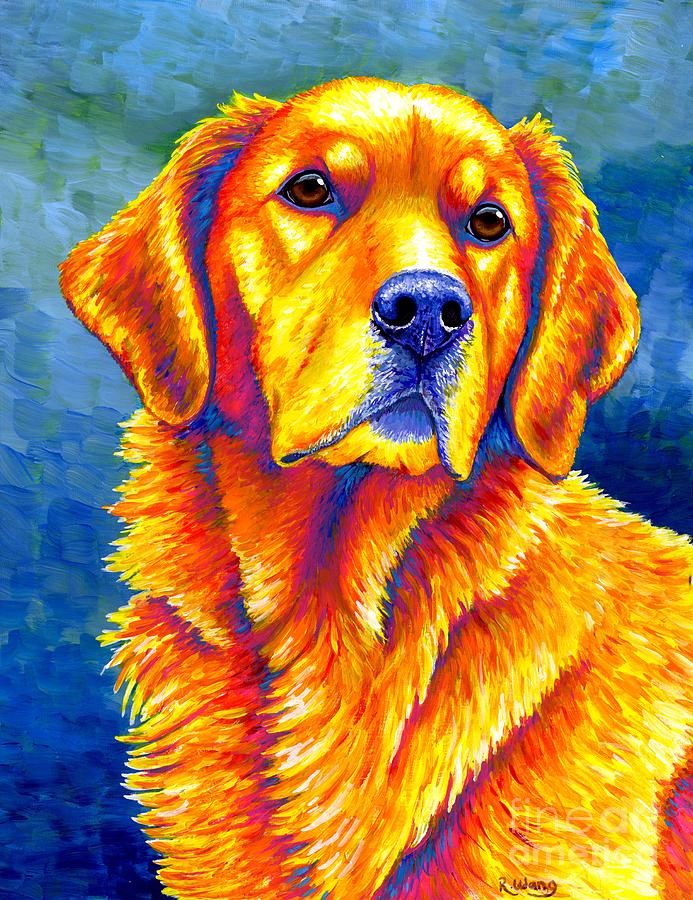 Faithful Friend - Colorful Golden Retriever Dog Painting by Rebecca Wang