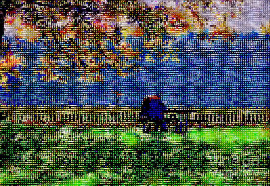 Fall Afternoon Picnic with Tiled Needlepoint Effect Photograph by Sea Change Vibes