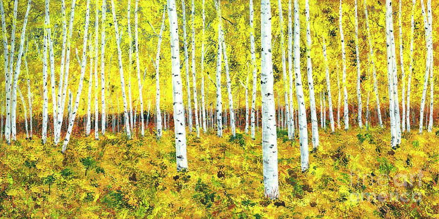 Fall Aspens Pano Painting by Timothy Hacker