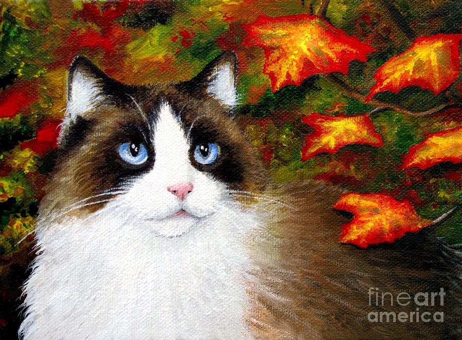 Fall Autumn Cat 566 Painting by Lucie Dumas