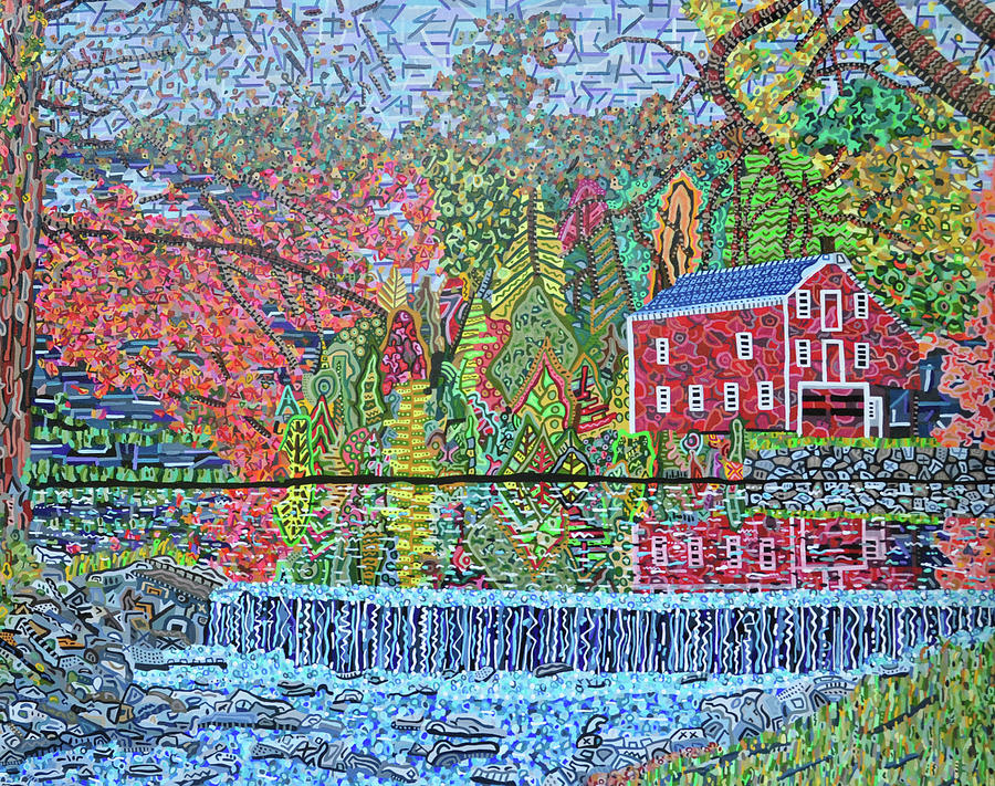 Fall Barn in Boonton New Jersey Painting by Micah Mullen