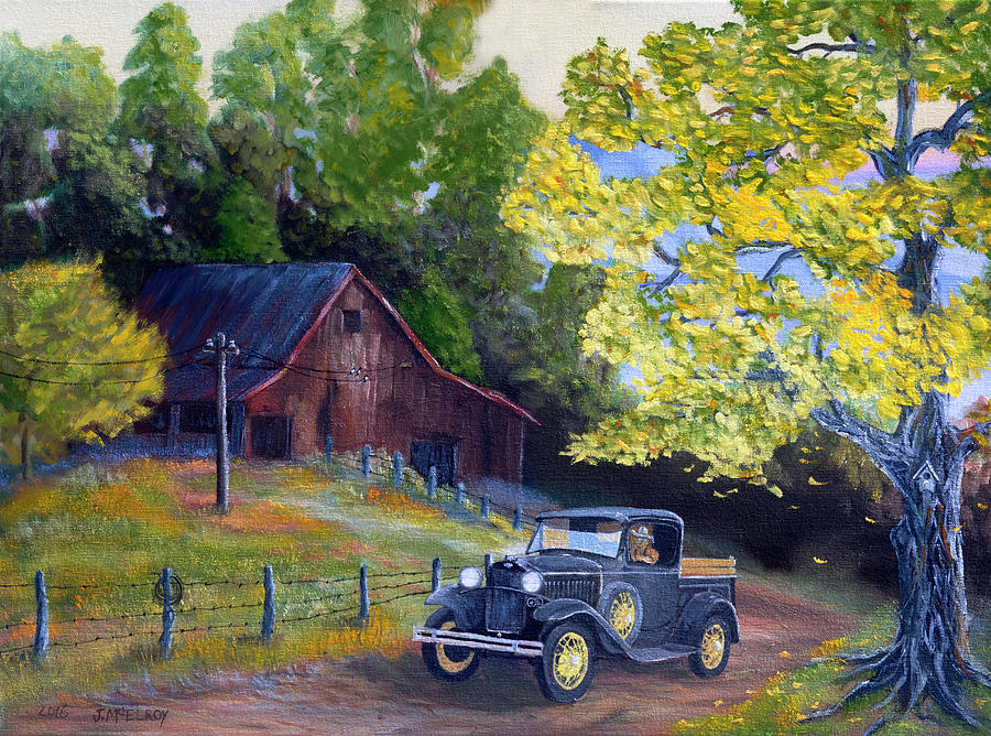 Fall Barn  Painting by Jerry McElroy