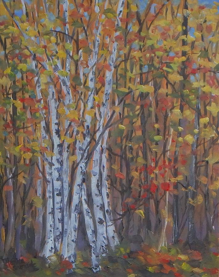 Fall Birch Painting by Monica Ironside