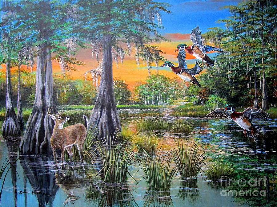 Fall Painting - Fall Bounty- Woodies and Whitetails by Daniel Butler