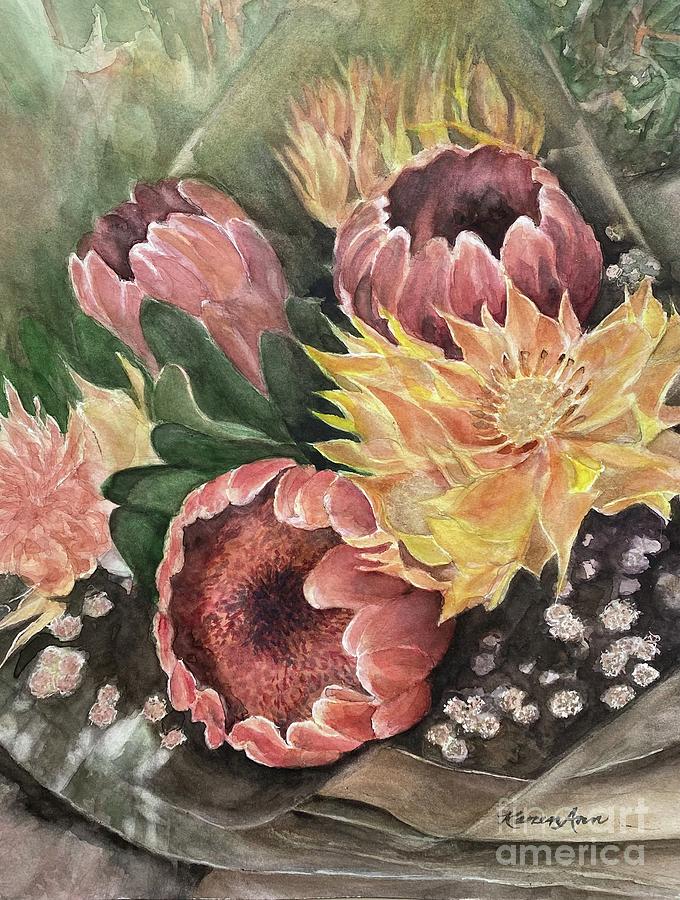 Fall Bouquet Painting by Karen Ann