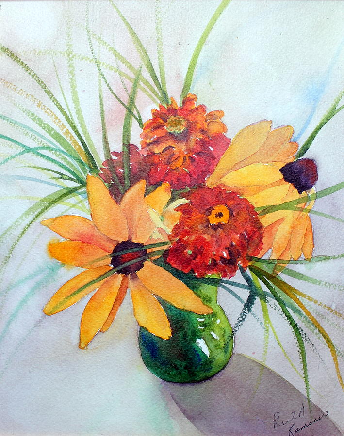 Fall Bouquet Painting by Ruth Kamenev