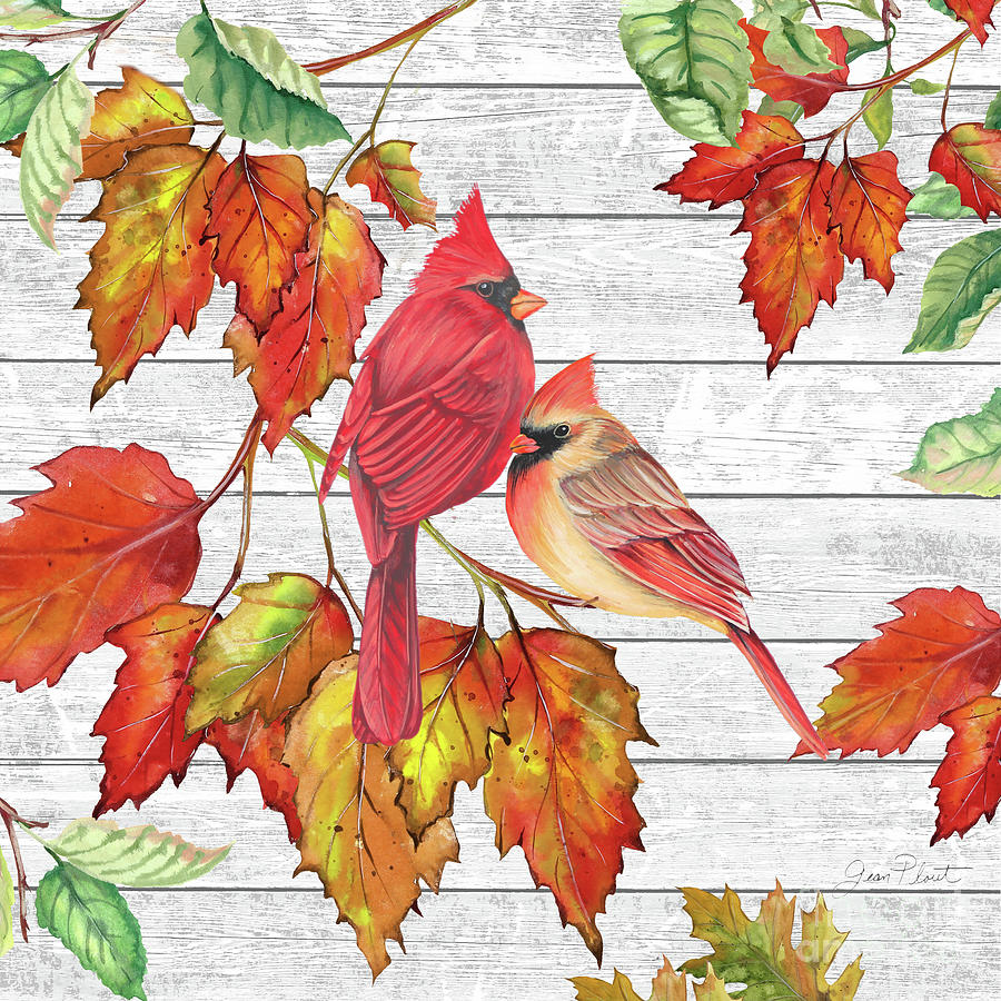 Fall Cardinals B Painting by Jean Plout