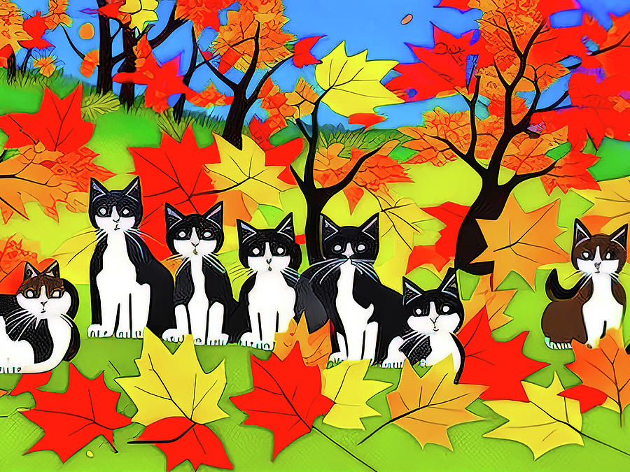 Fall Cats 1 Digital Art