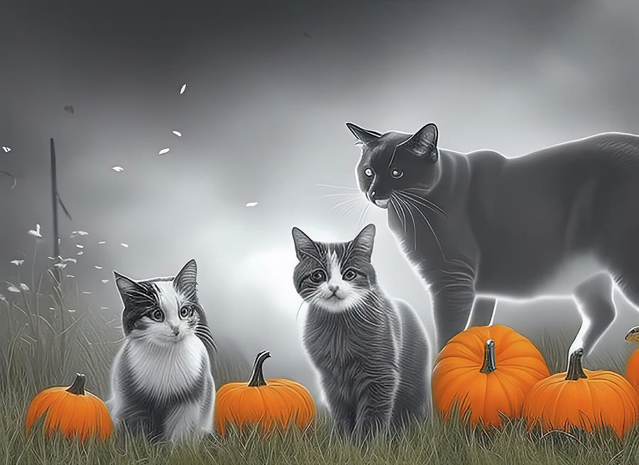 Fall Cats 6 Digital Art by Greg Booher