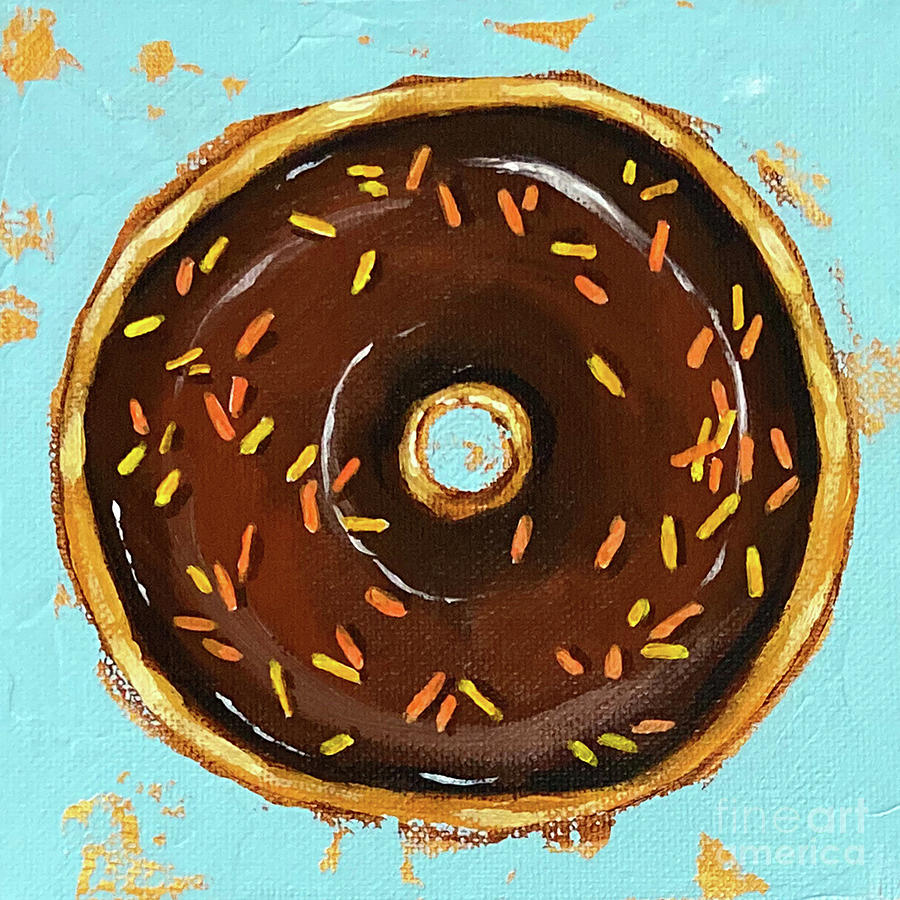 Fall Chocolate Donut Painting by Lucia Stewart