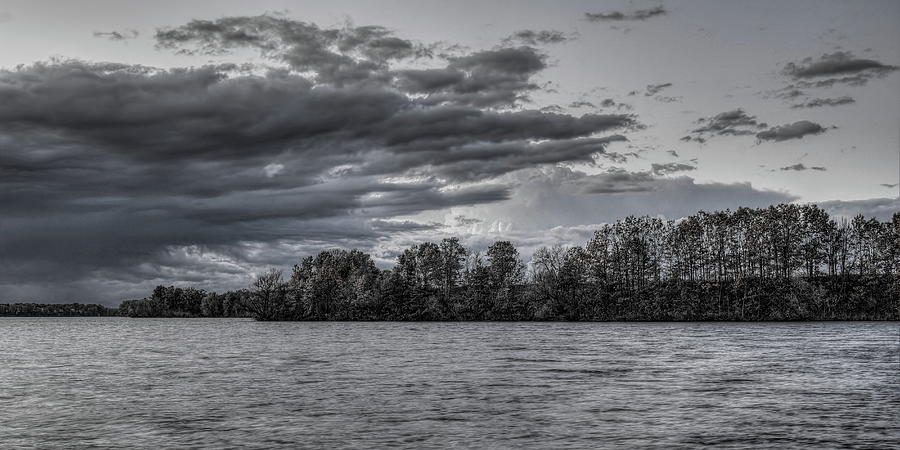 Fall Clouds Over Lake Wausau BW Photograph by Dale Kauzlaric