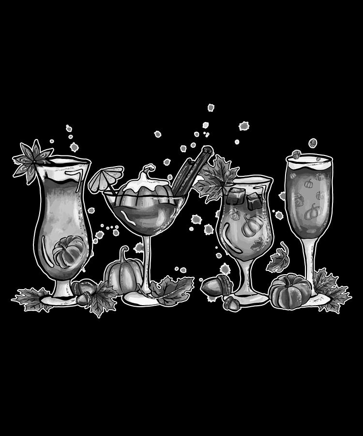 Halloween Drawing - Fall Coffee Shirt, Coffee Lover Shirt, Halloween Pumpkin Latte Drinks Shirt, Hot Coffee Shirt, 02 by Mounir Khalfouf