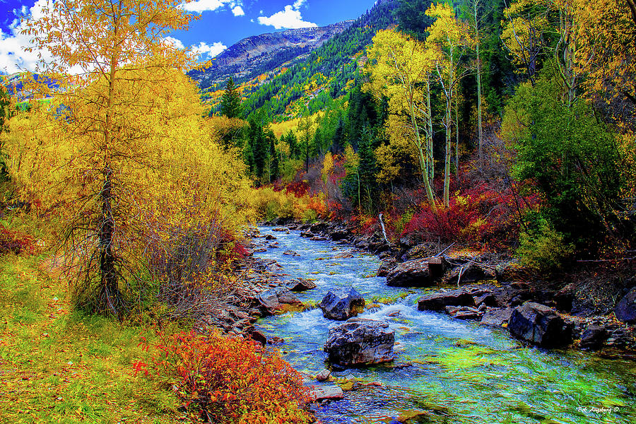 Fall color river flowing #6093 Photograph by Bob Augsburg - Fine Art ...