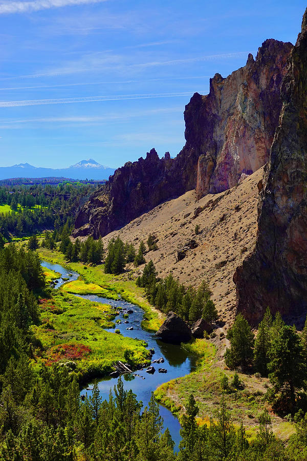 Fall colors along the Crooked River at Smith Rock Photograph by Brent Bunch
