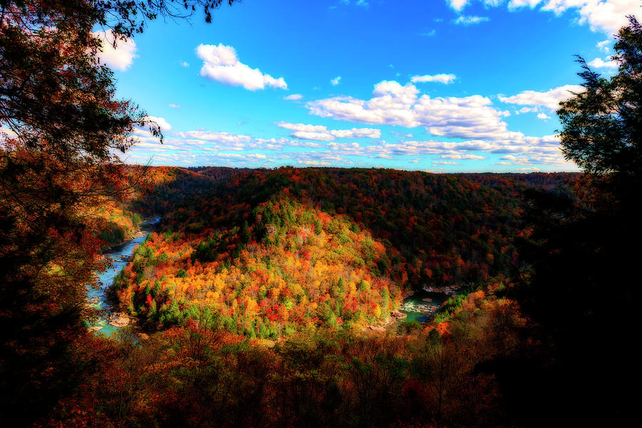Fall colors at a horseshoe river bend Photograph by Dan Friend