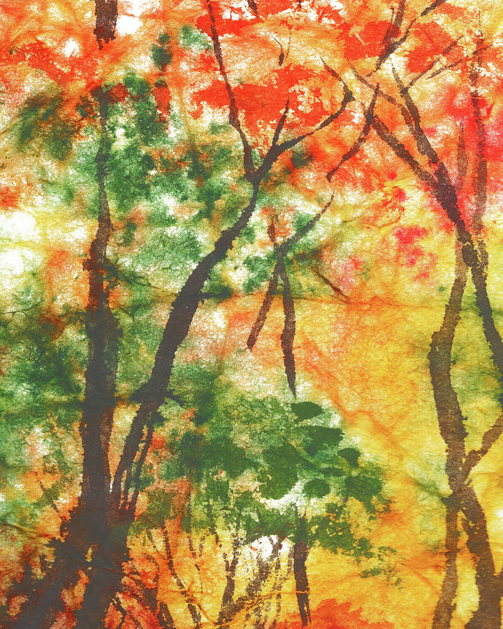 Fall Colors Composition Autumn Watercolor Tones And Moods Art IV Painting by Irina Sztukowski