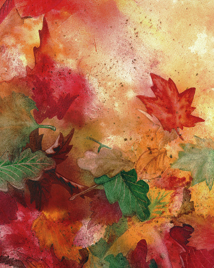 Fall Colors Composition Autumn Watercolor Tones And Moods Art IX Painting by Irina Sztukowski